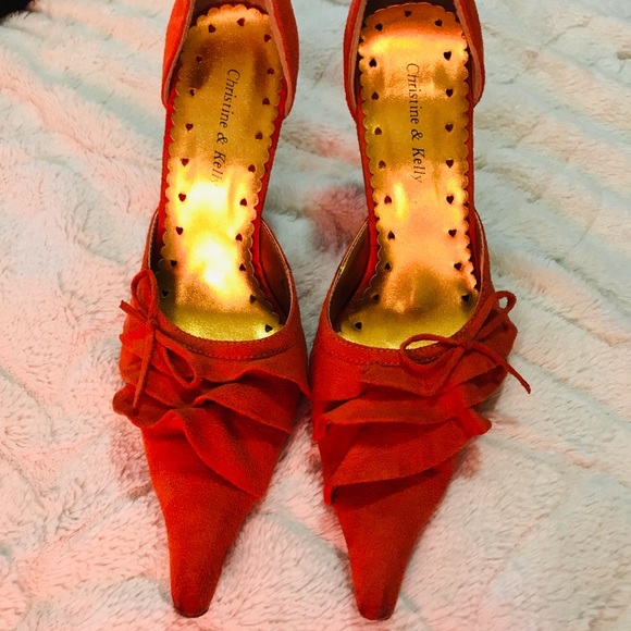 Vintage orange suede shoes 9 - Picture 6 of 9